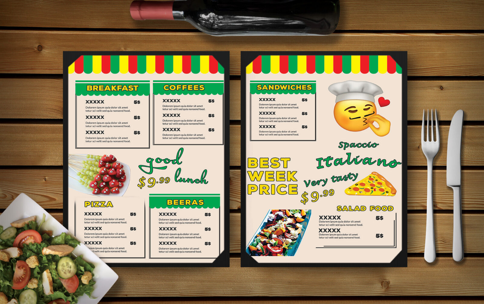 Fun Day Restaurant Menu PSD Template