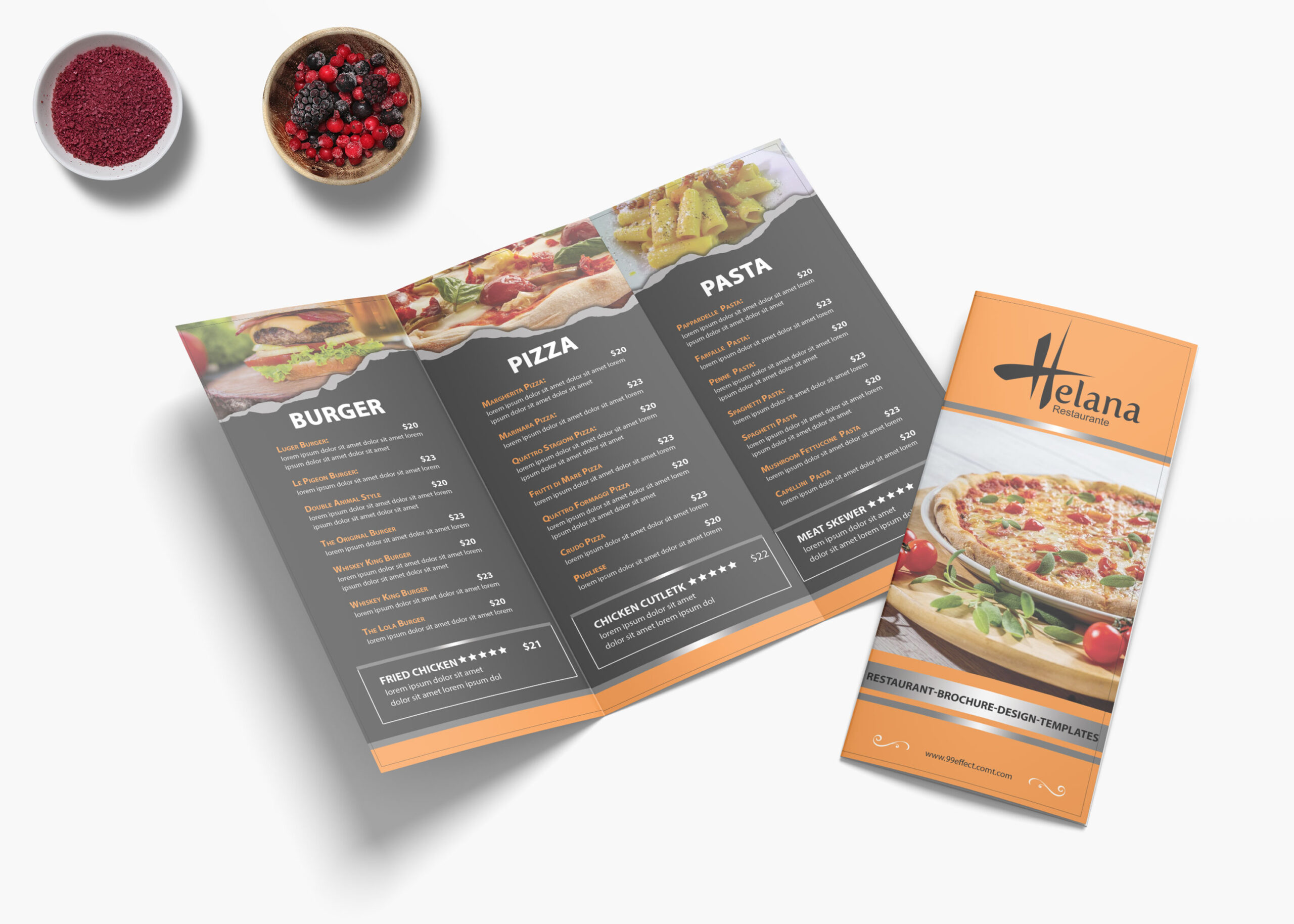 Pizza Cafe Tri Fold Menu Design Template