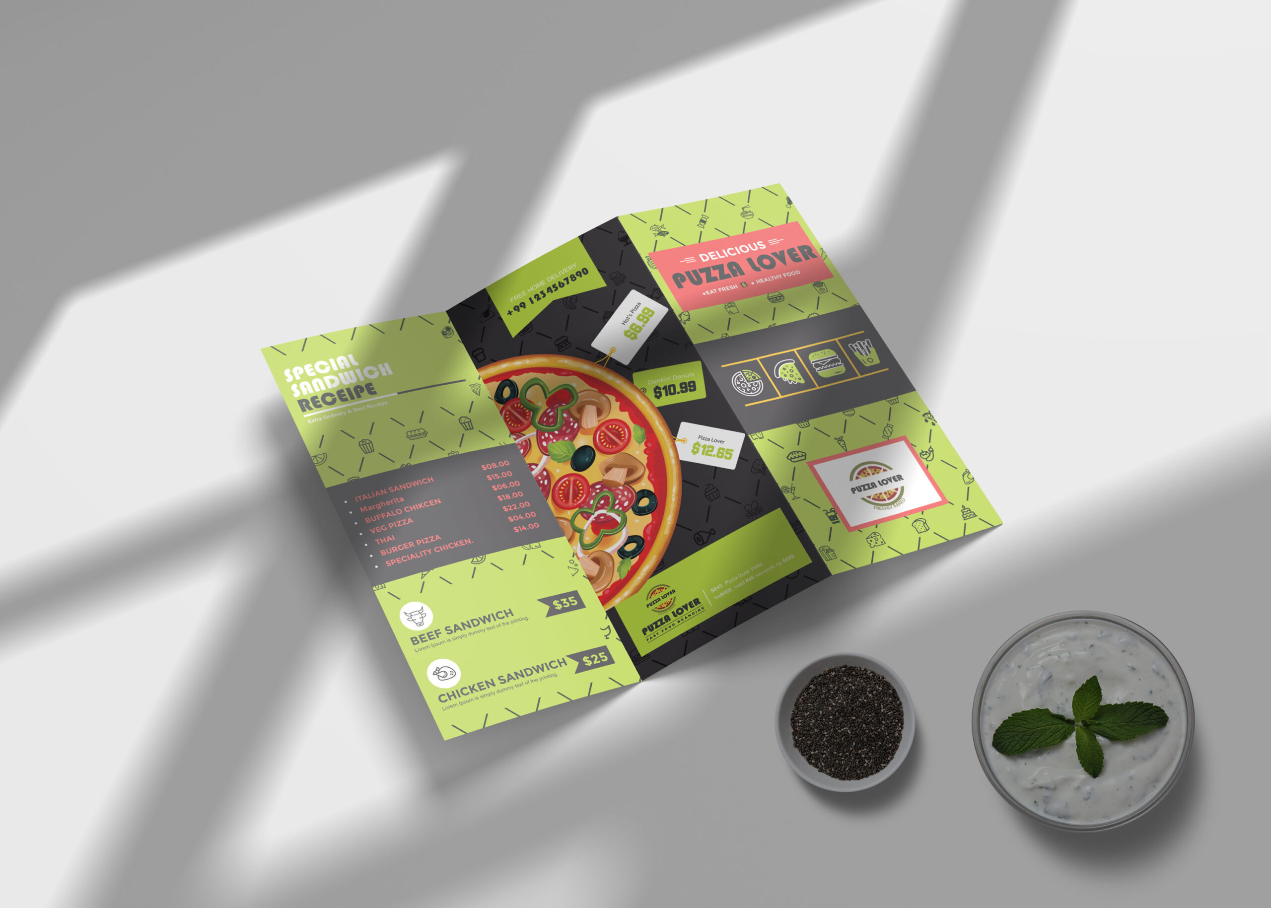 Veggie Tri-Fold Menu
