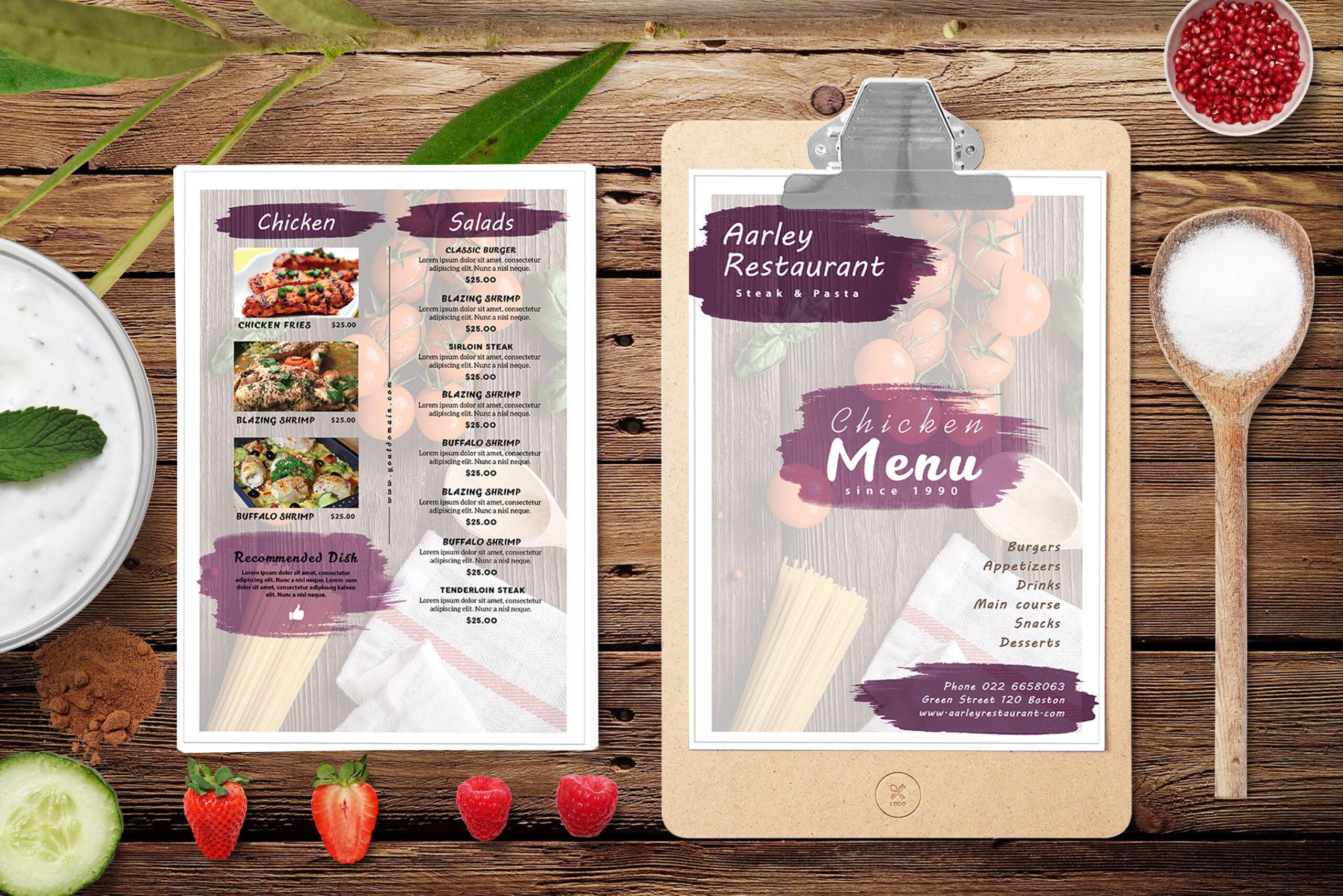 New Chicken Restaurant A4 Page Menu PSD Template