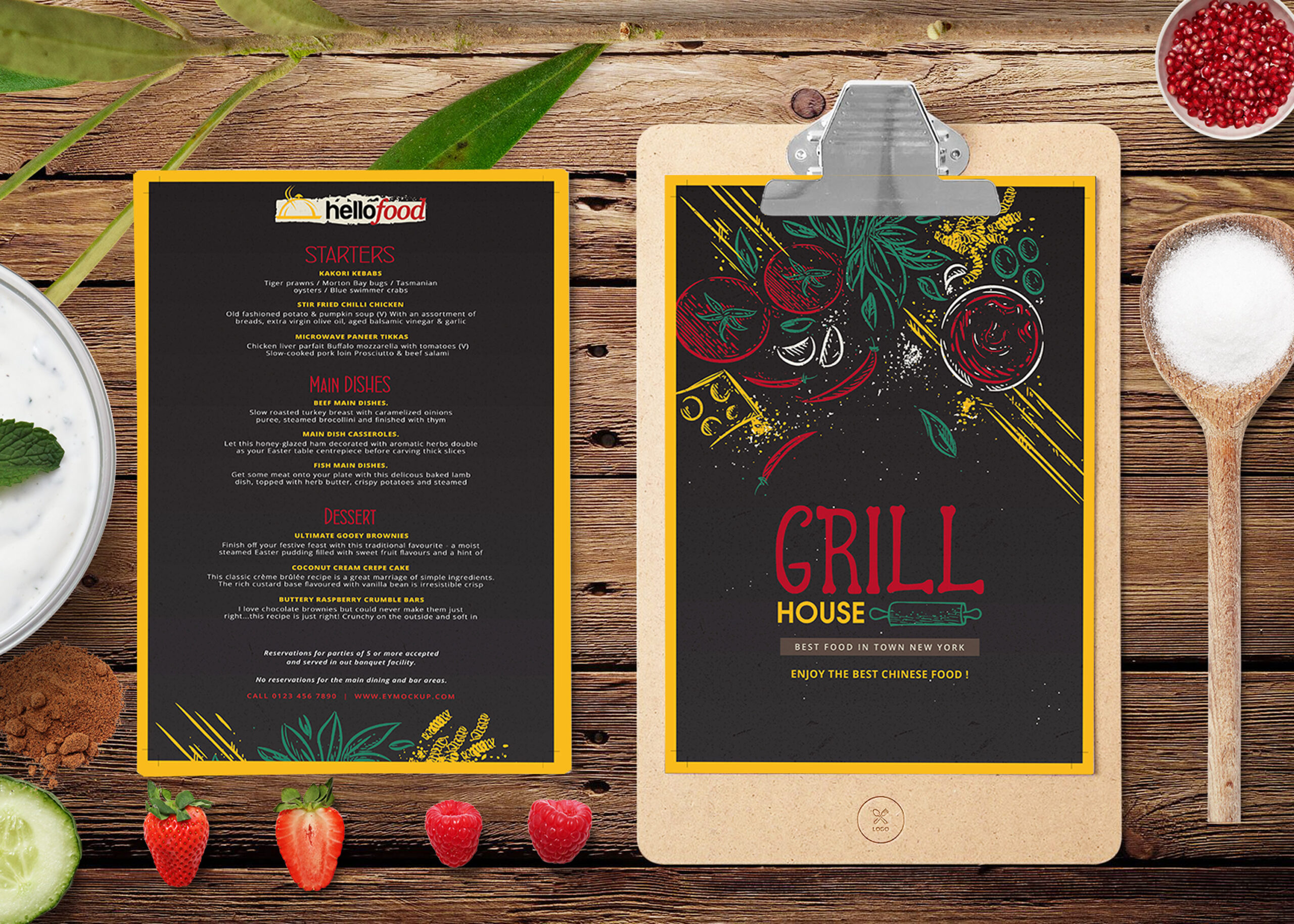 New Grill House Restaurant Menu PSD Template