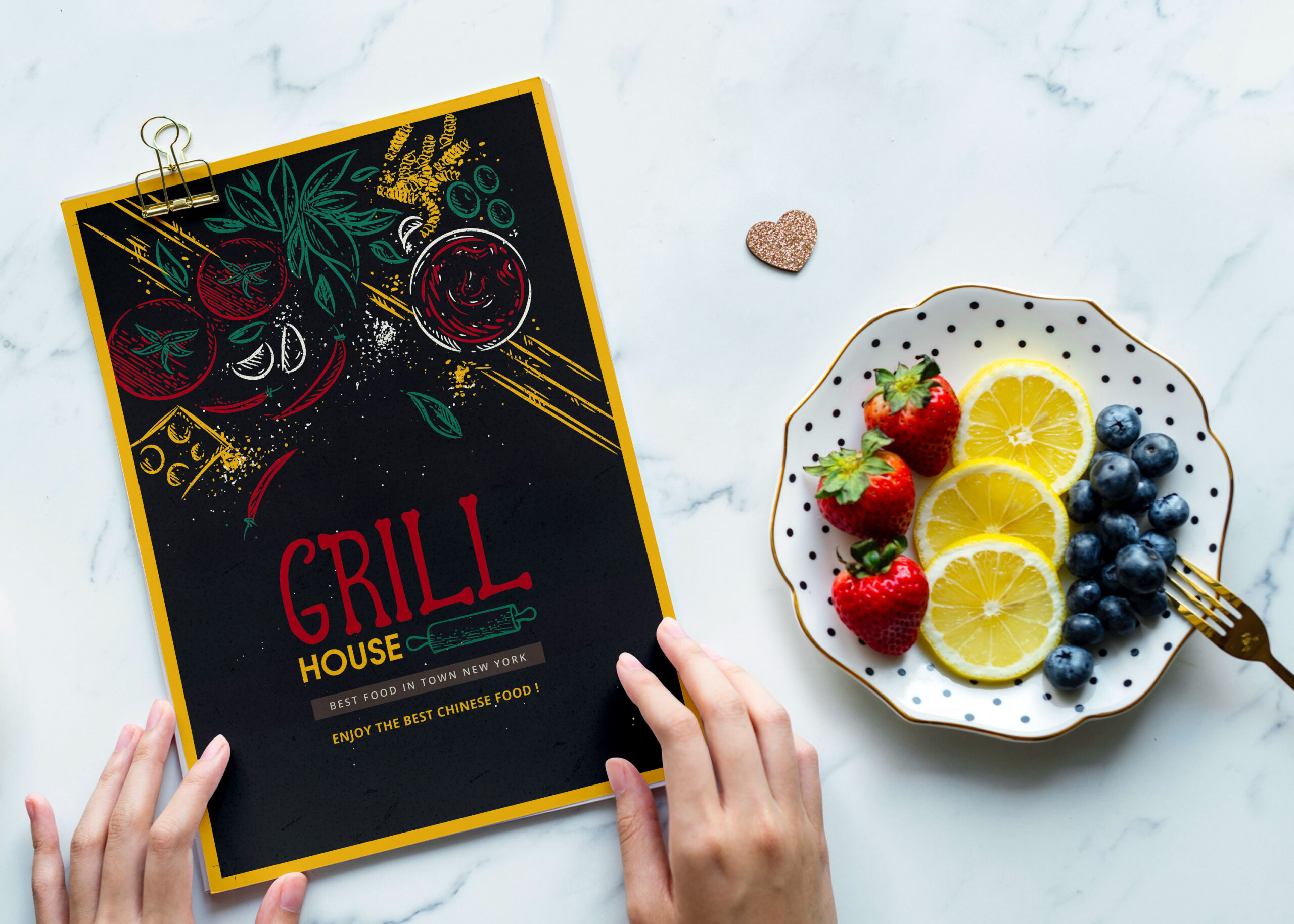 New Grill House Restaurant Menu PSD Template