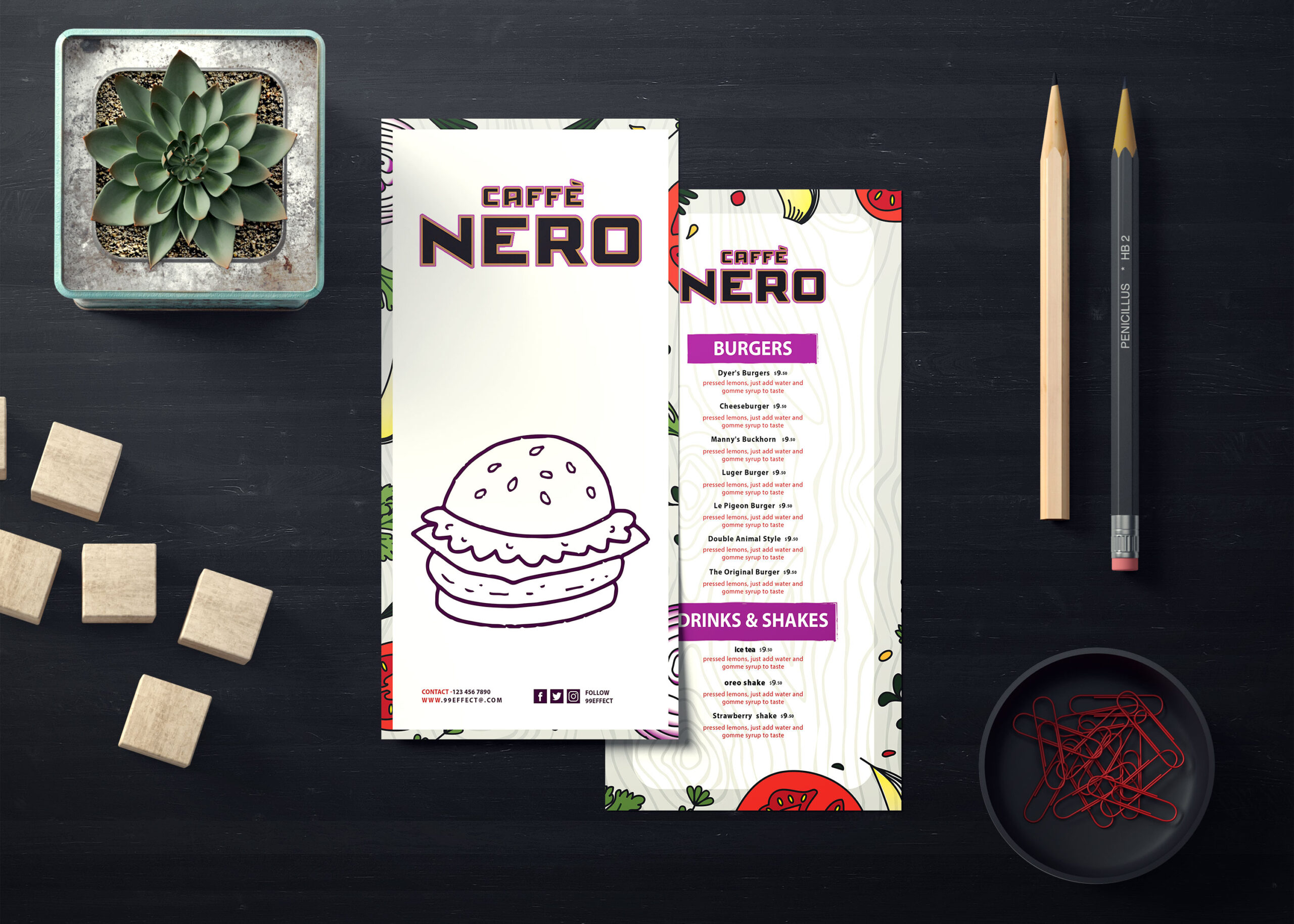New Nero Burger Cafe PSD Menu Template