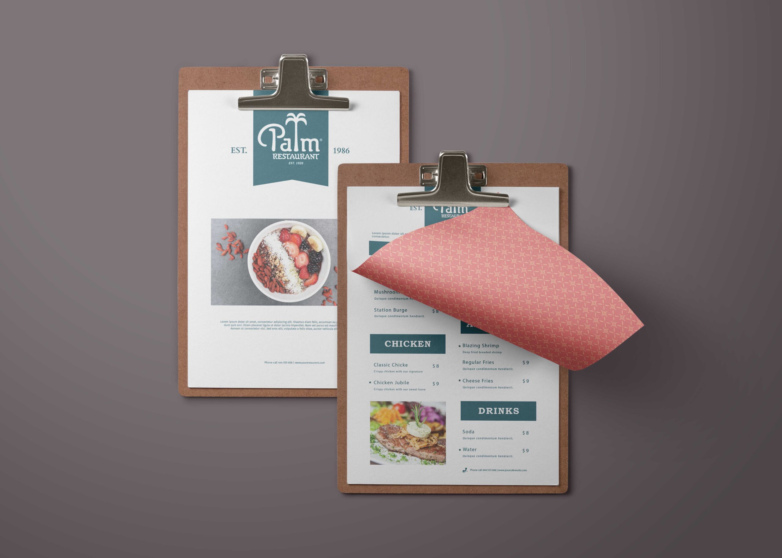 New Palm Food Menu Design Template