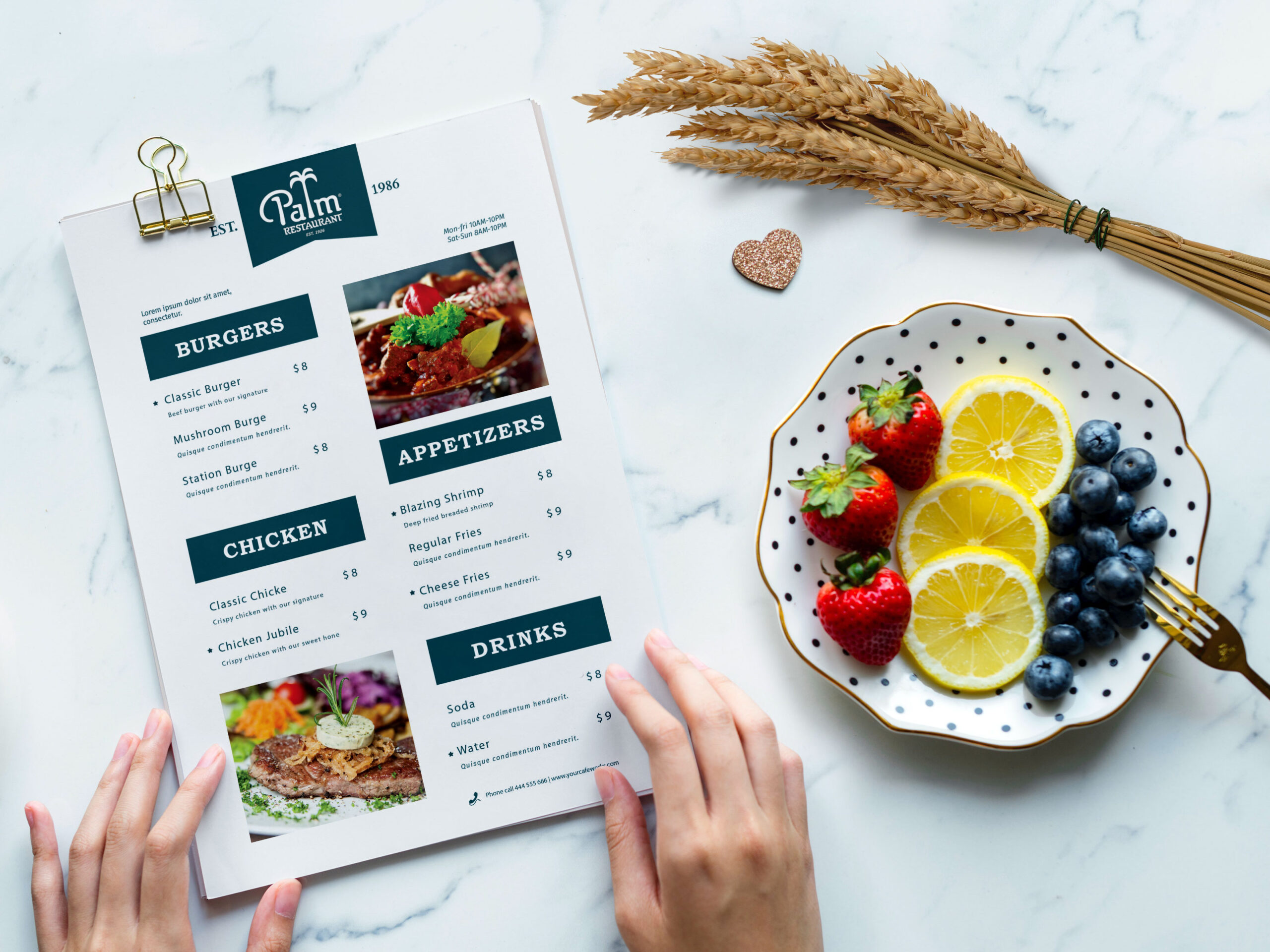 New Palm Food Menu Design Template