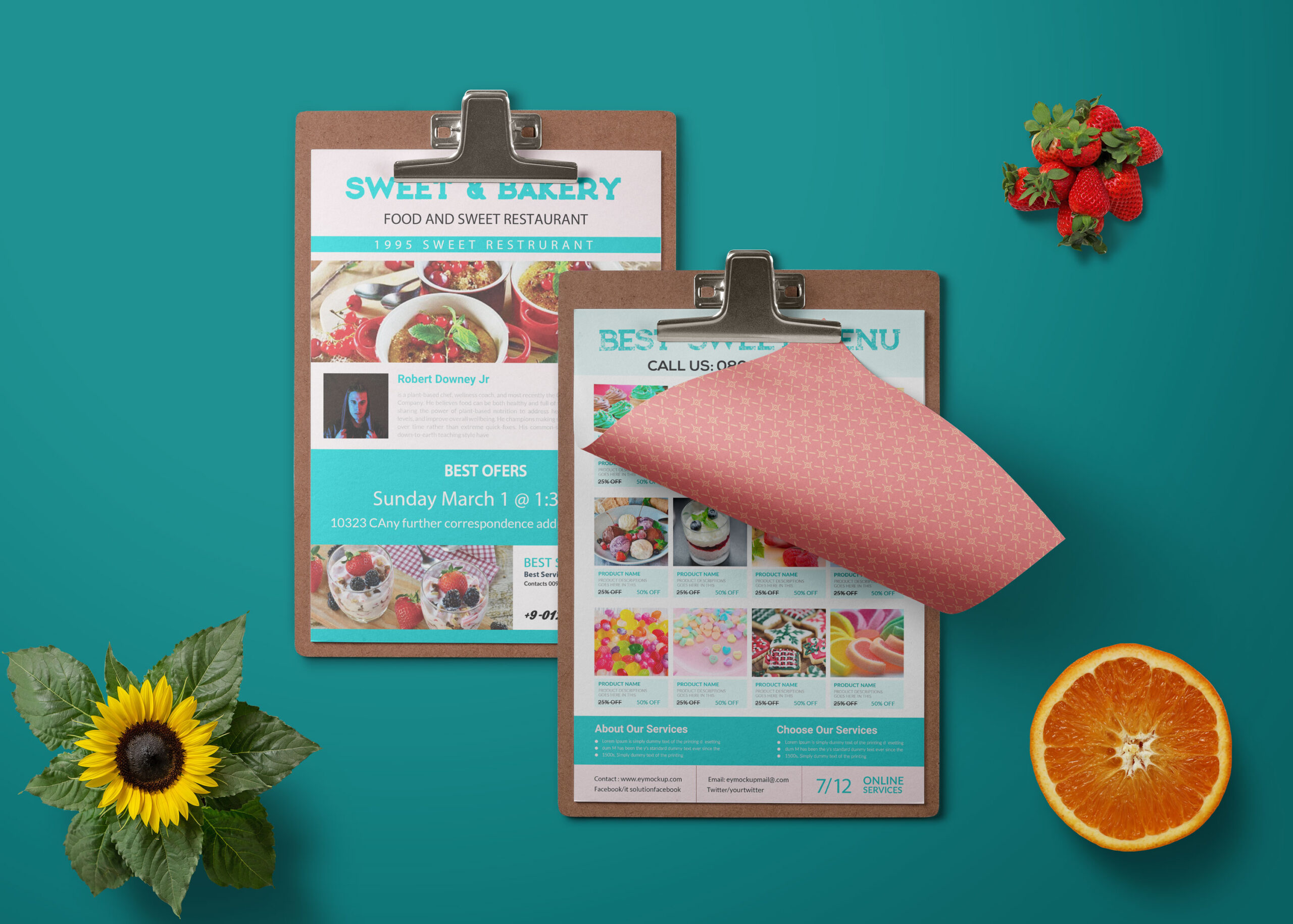 New Sweet Snacks Bakery Menu A4 PSD Template