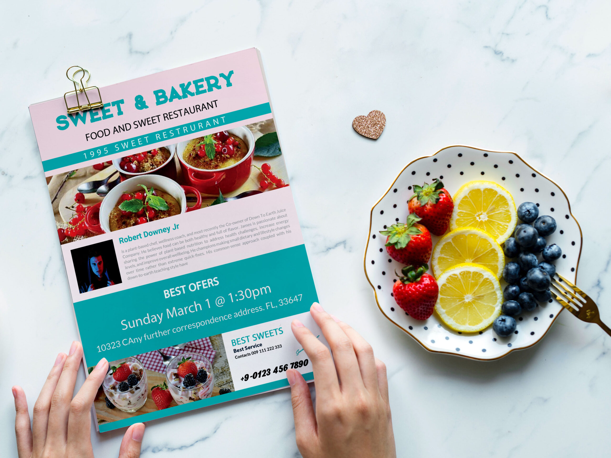 New Sweet Snacks Bakery Menu A4 PSD Template