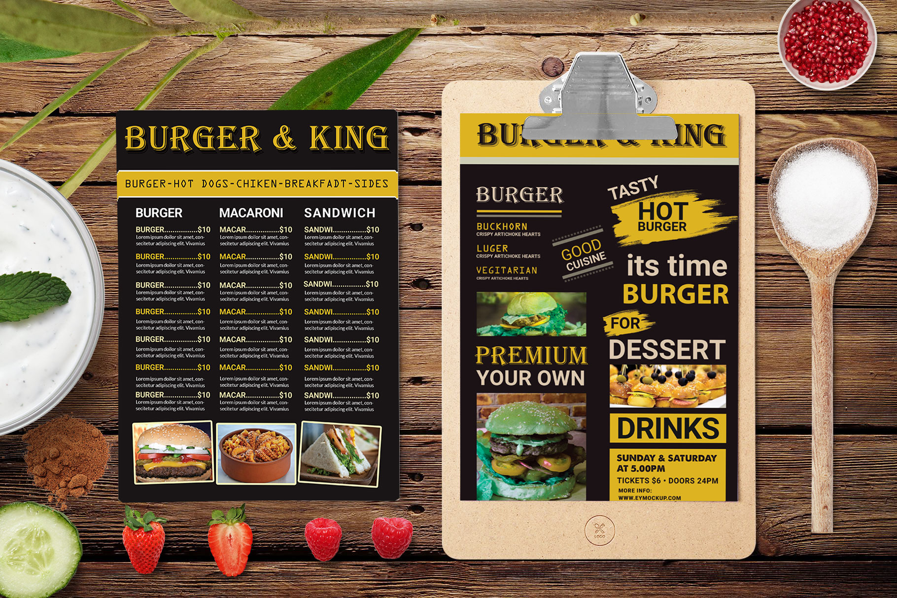 Premium Burger King Menu A4 PSD Template 99Effects