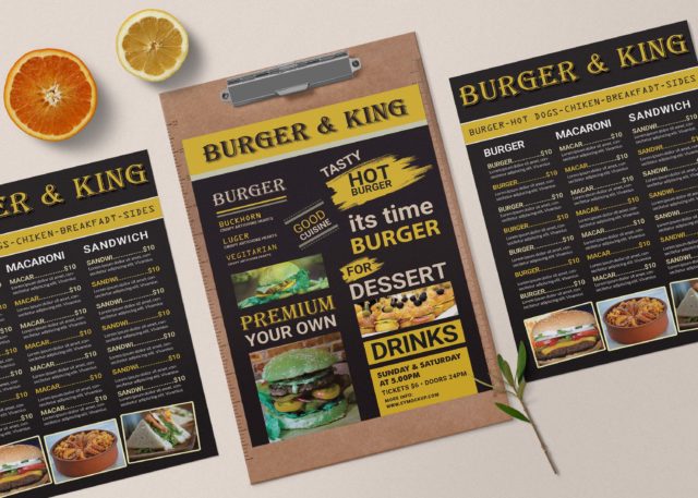 Premium Burger King Menu A4 PSD Template - 99Effects