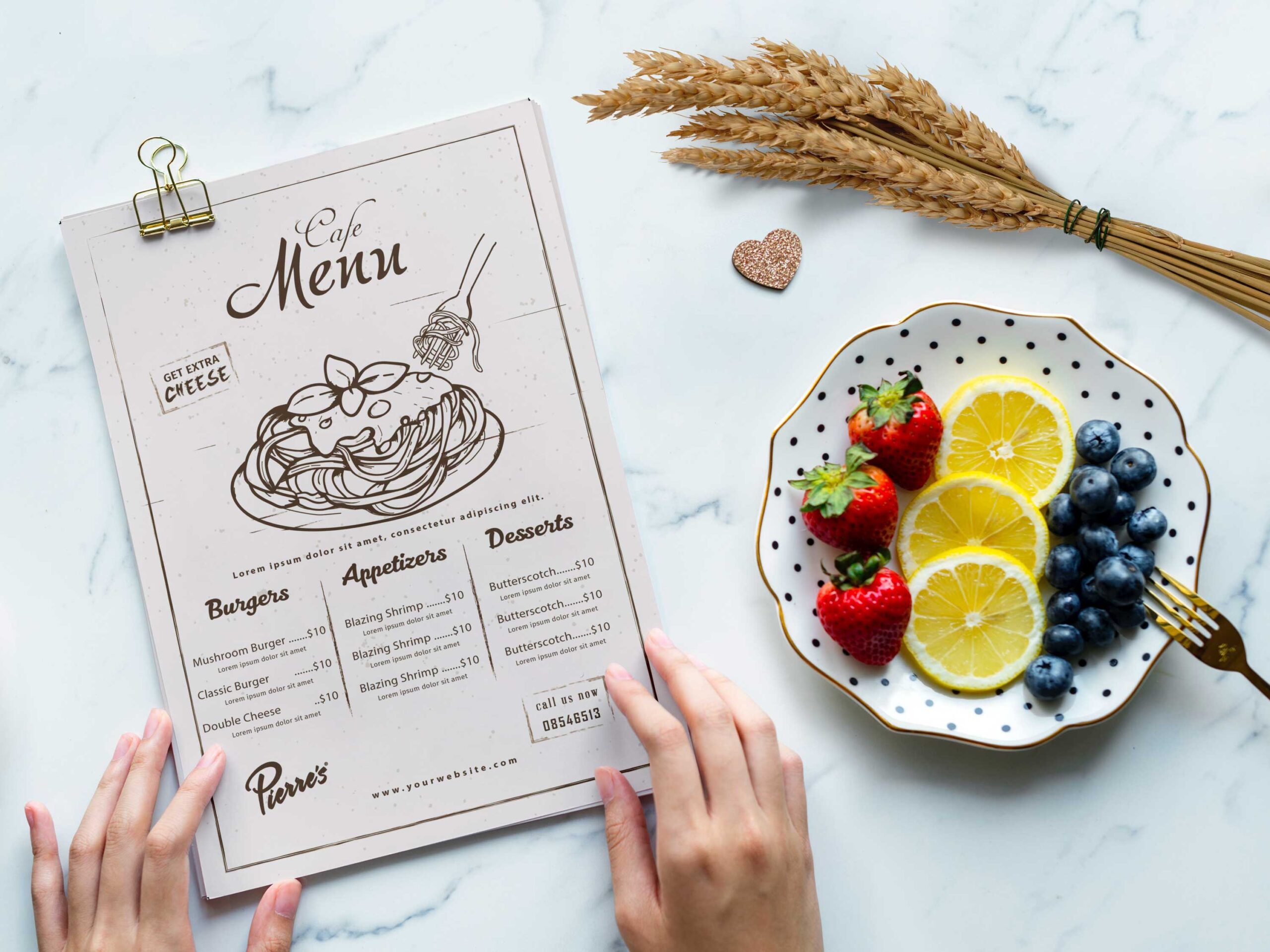 Premium Cafe PSD Menu Design Template