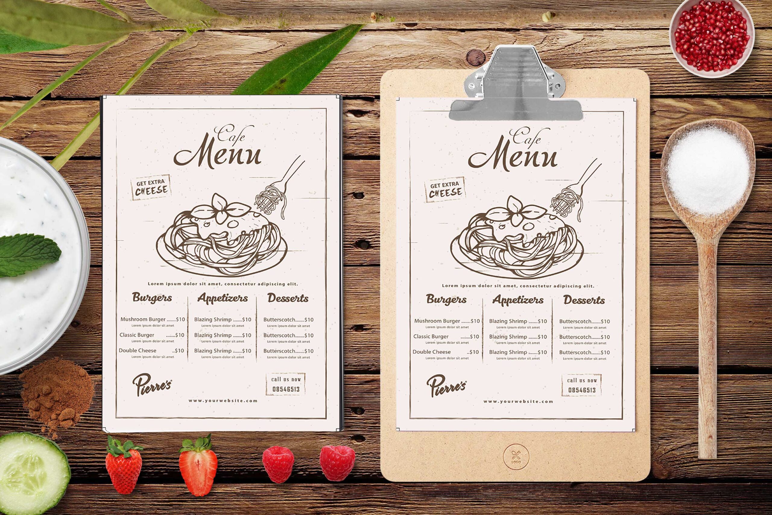 Premium Cafe PSD Menu Design Template