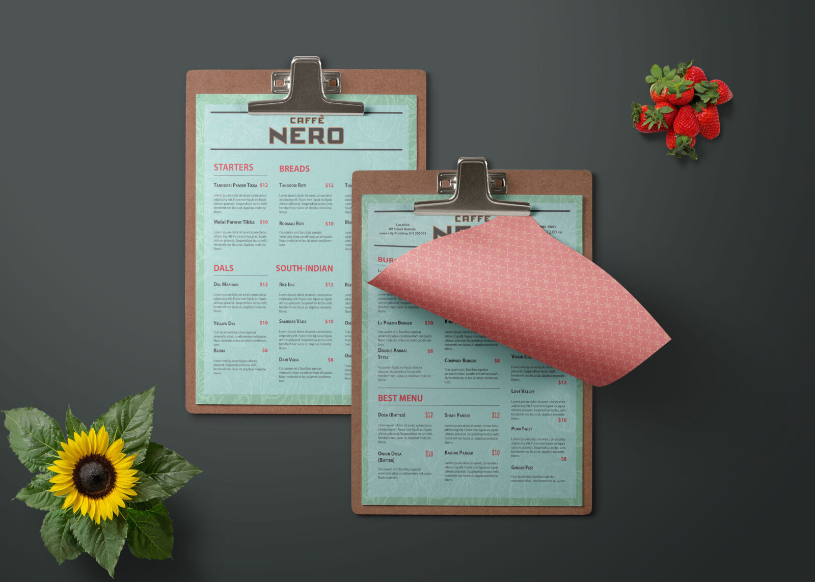 Premium Nero Cafe Menu Design Template