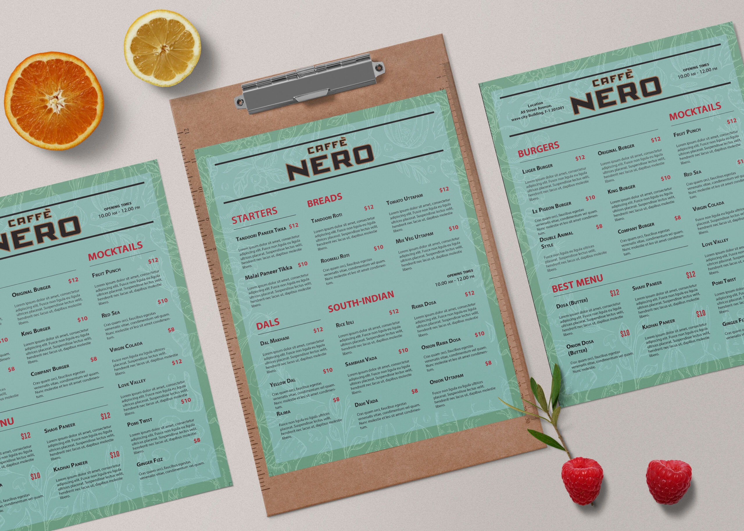 Premium Nero Cafe Menu Design Template