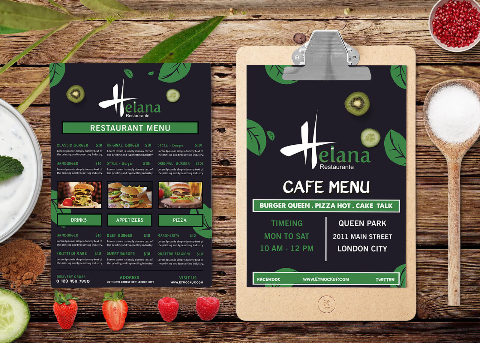Prime Burger Point A4 Two Page Menu PSD Template