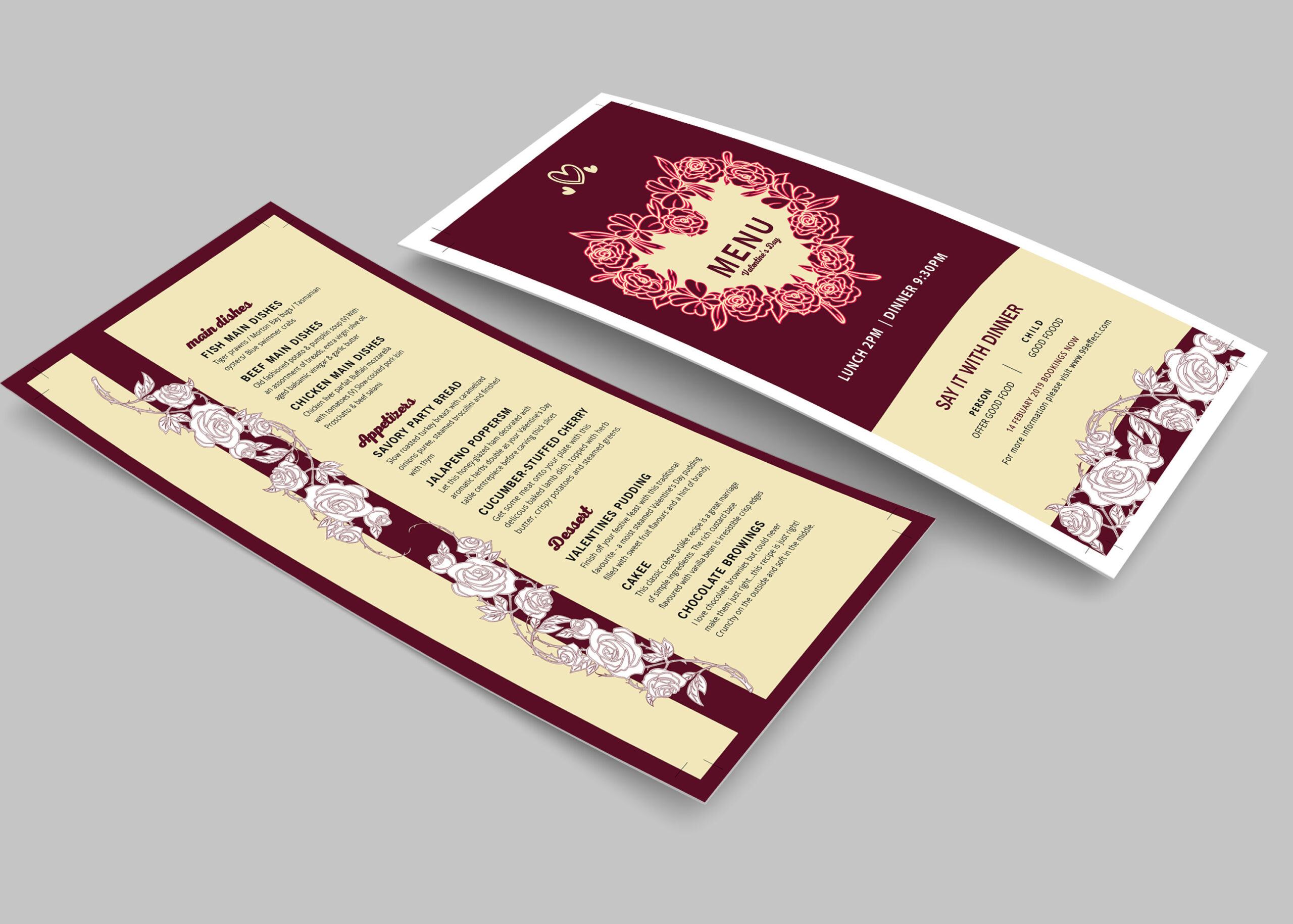 Valentine's Day DL Menu PSD Template