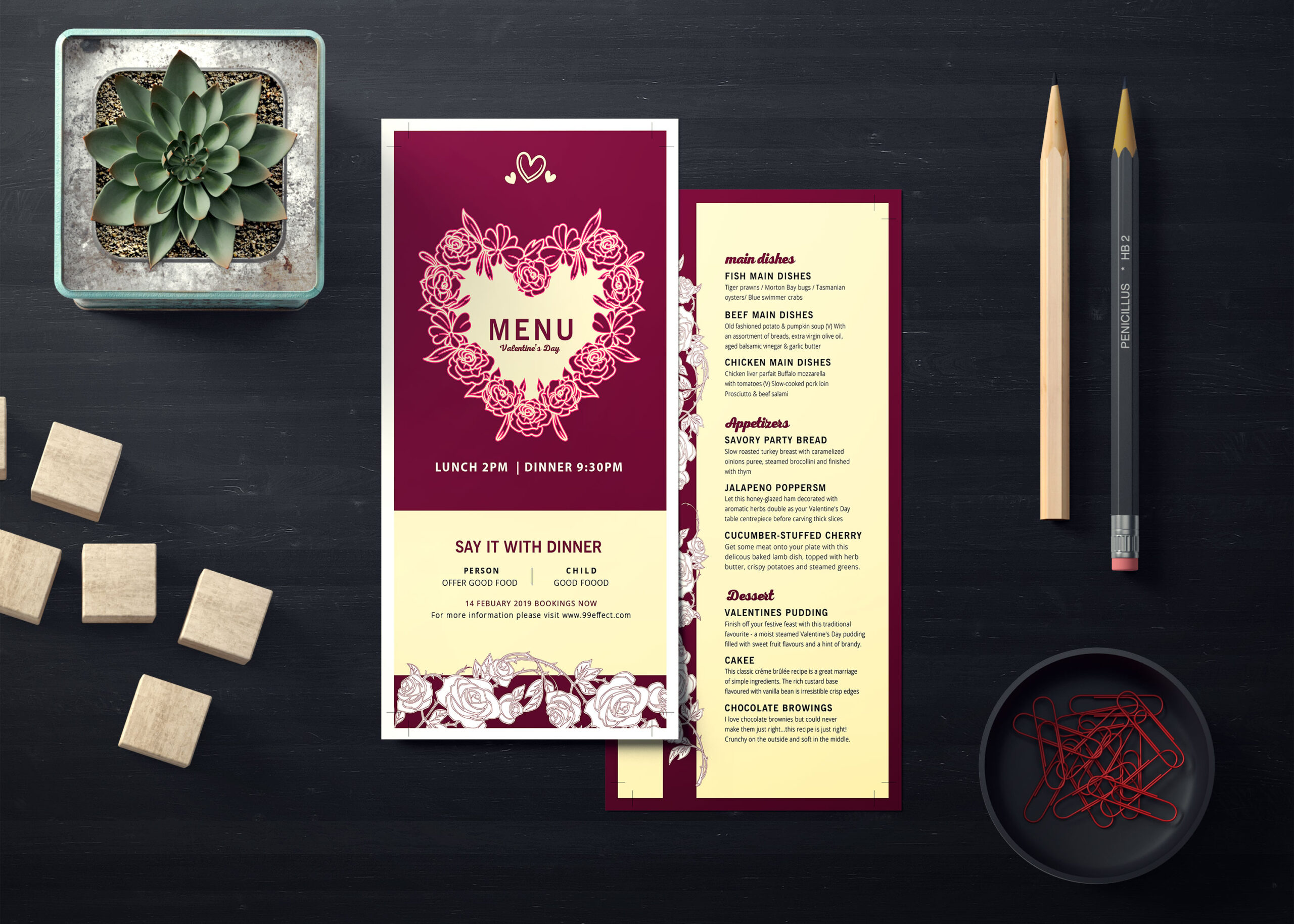 Prime Saint Valentine's Day DL Menu PSD Template