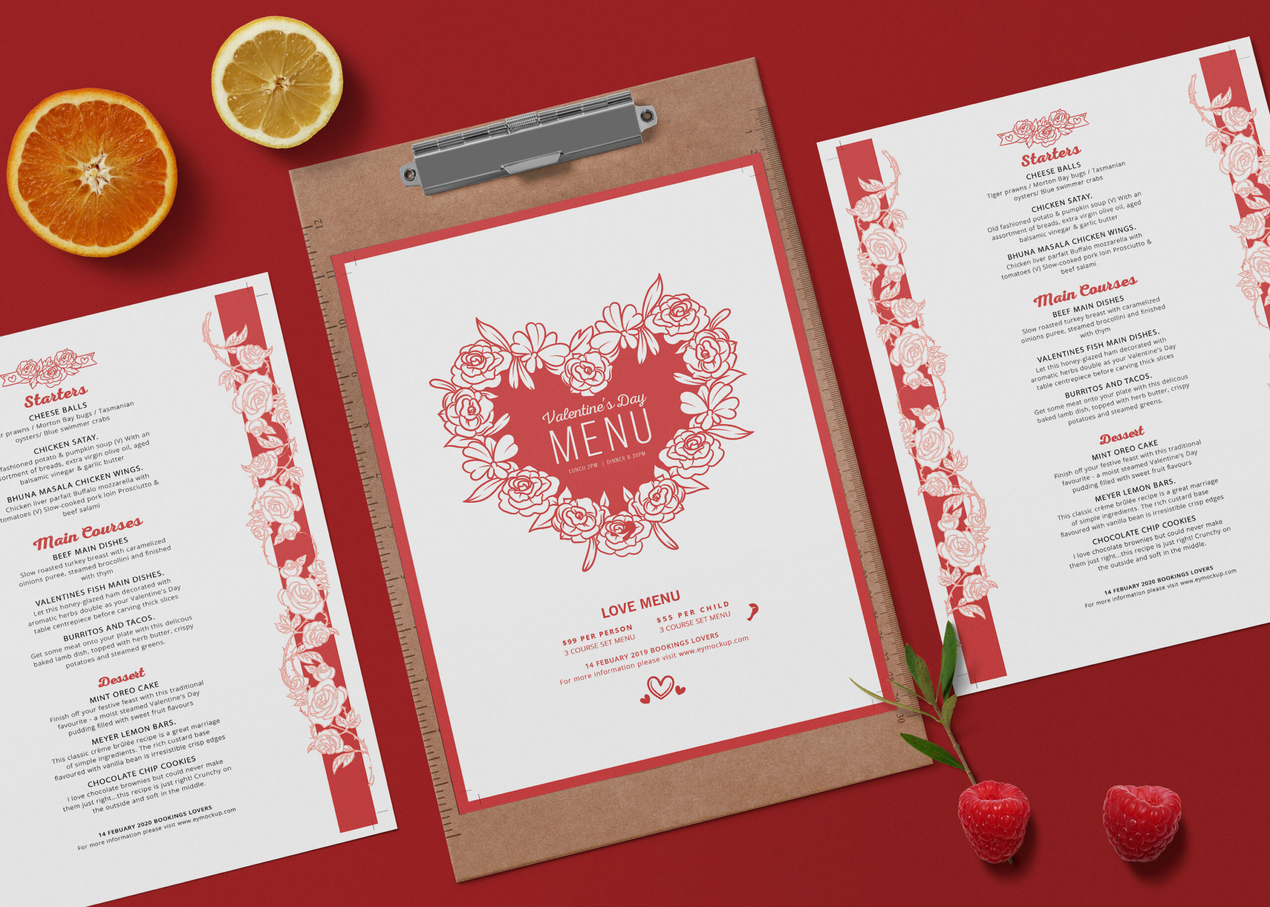 Prime Valentine's Day Dinner Menu Template