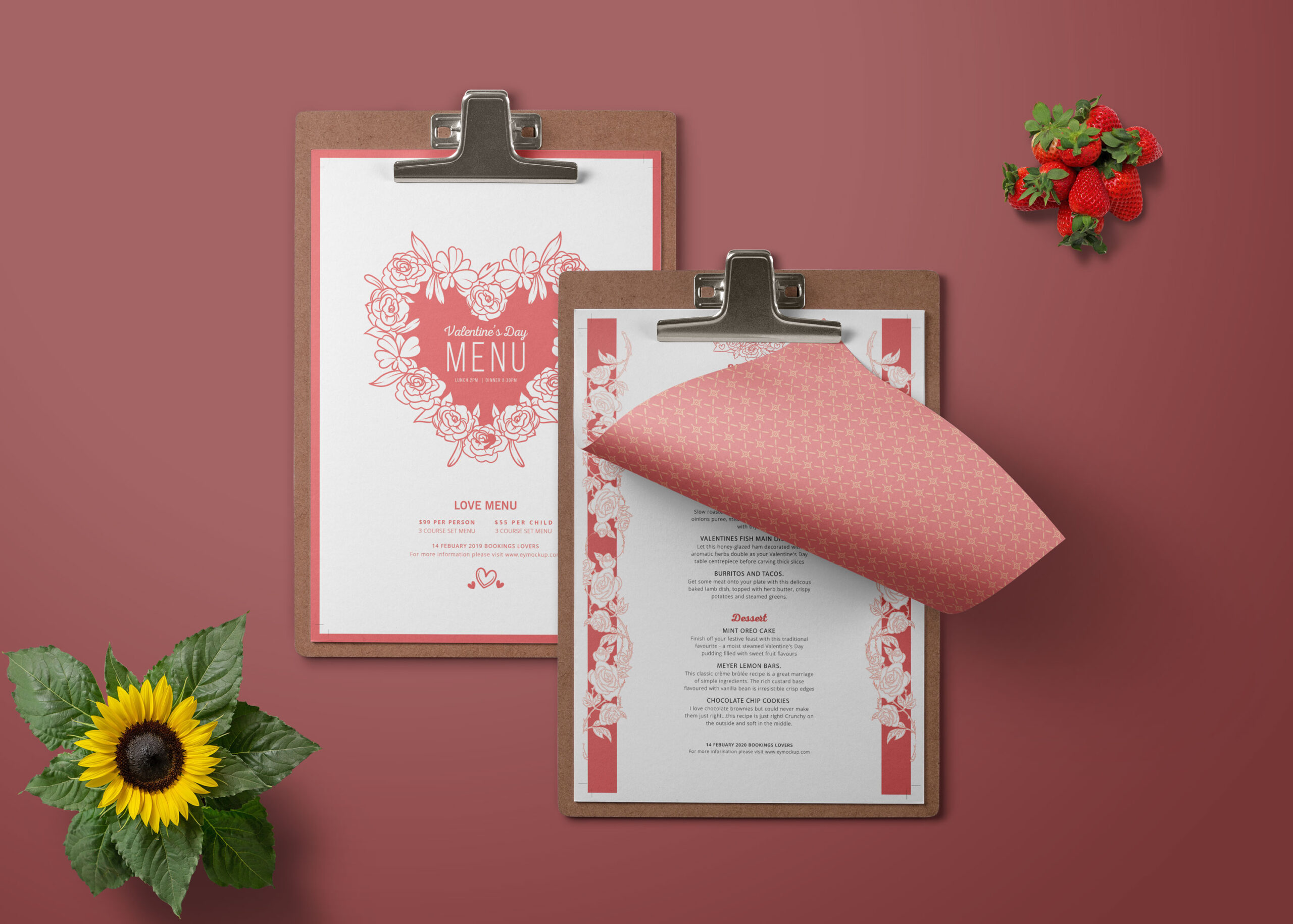 Prime Valentine's Day Dinner Menu Template