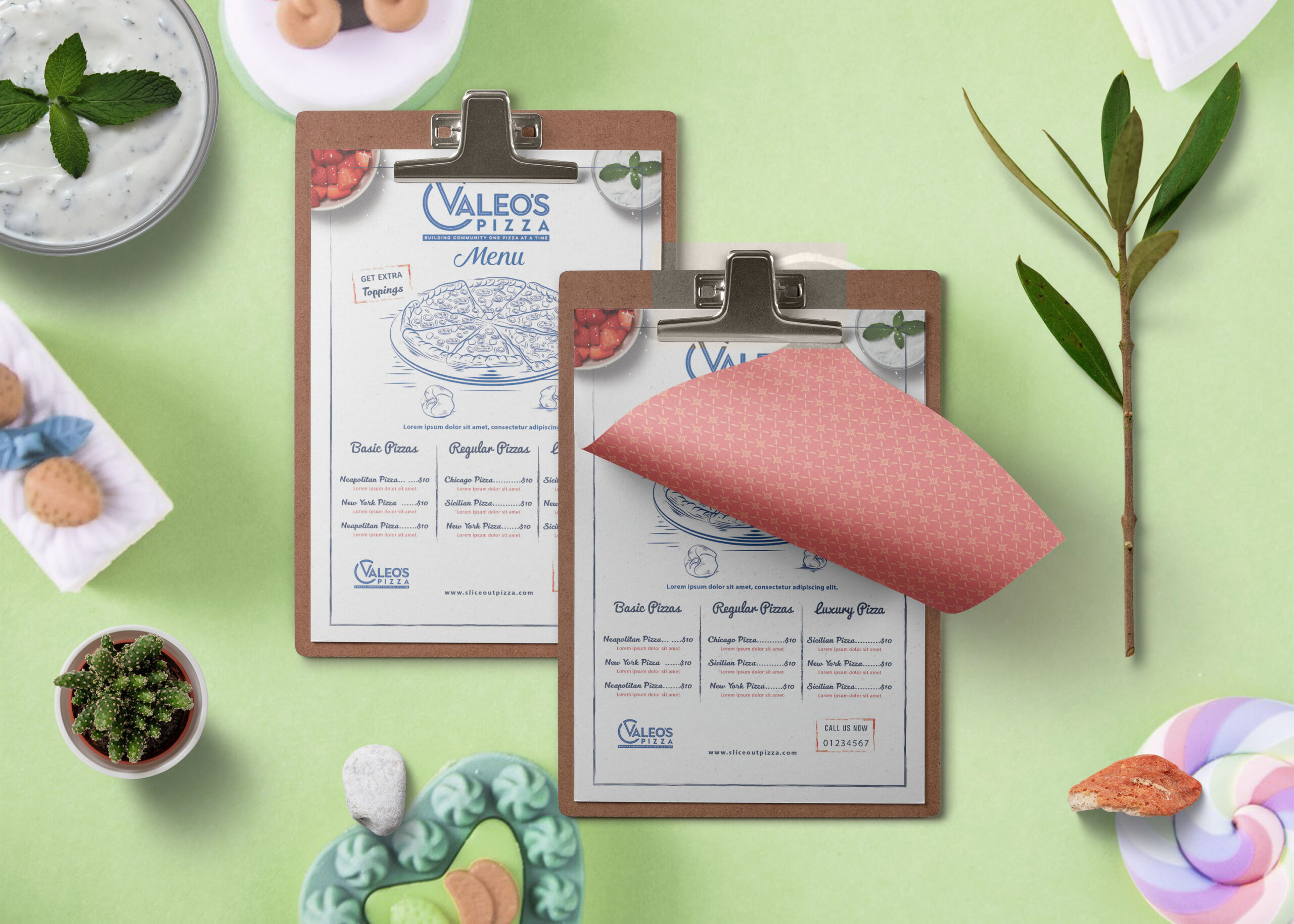 Prime Valeos Pizza Restaurant Menu PSD Template