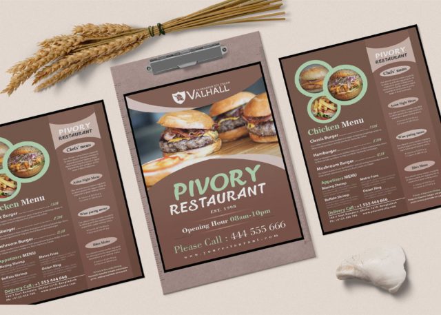 Restaurant A4 Two Side Menu PSD Template - 99Effects