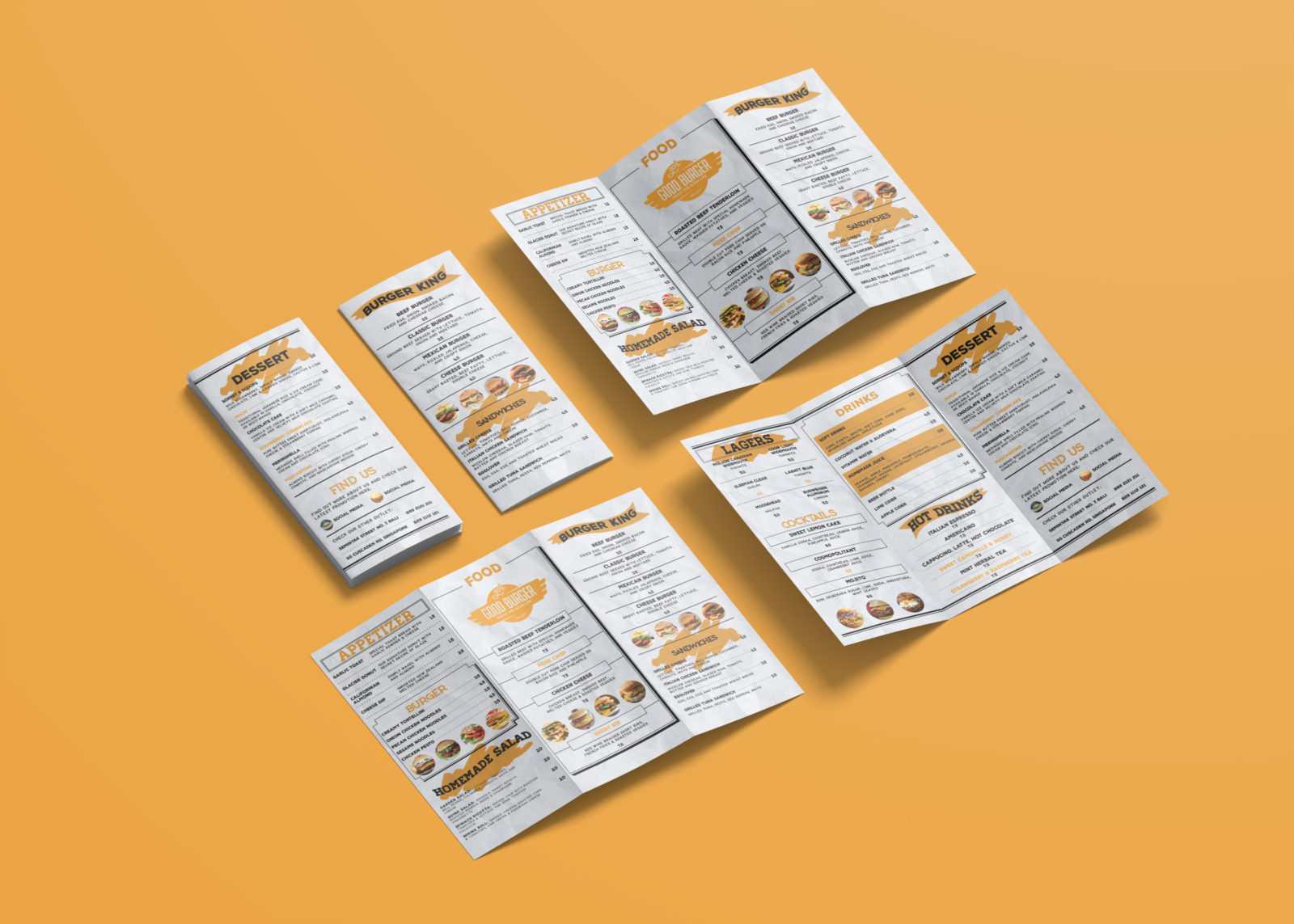 Attractive Menu Bi-Fold Brochure Design Template