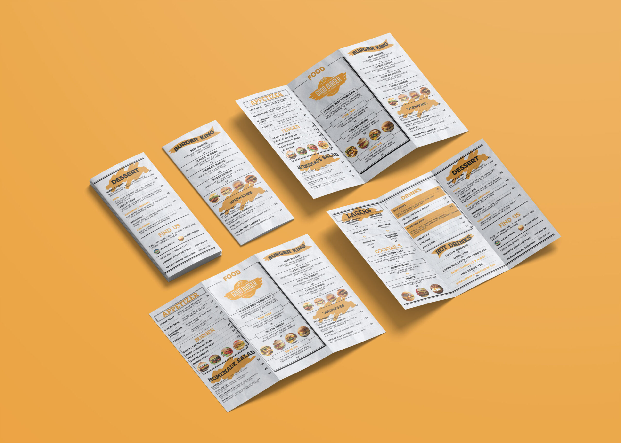 Attractive Menu Bi-Fold Brochure Design Template