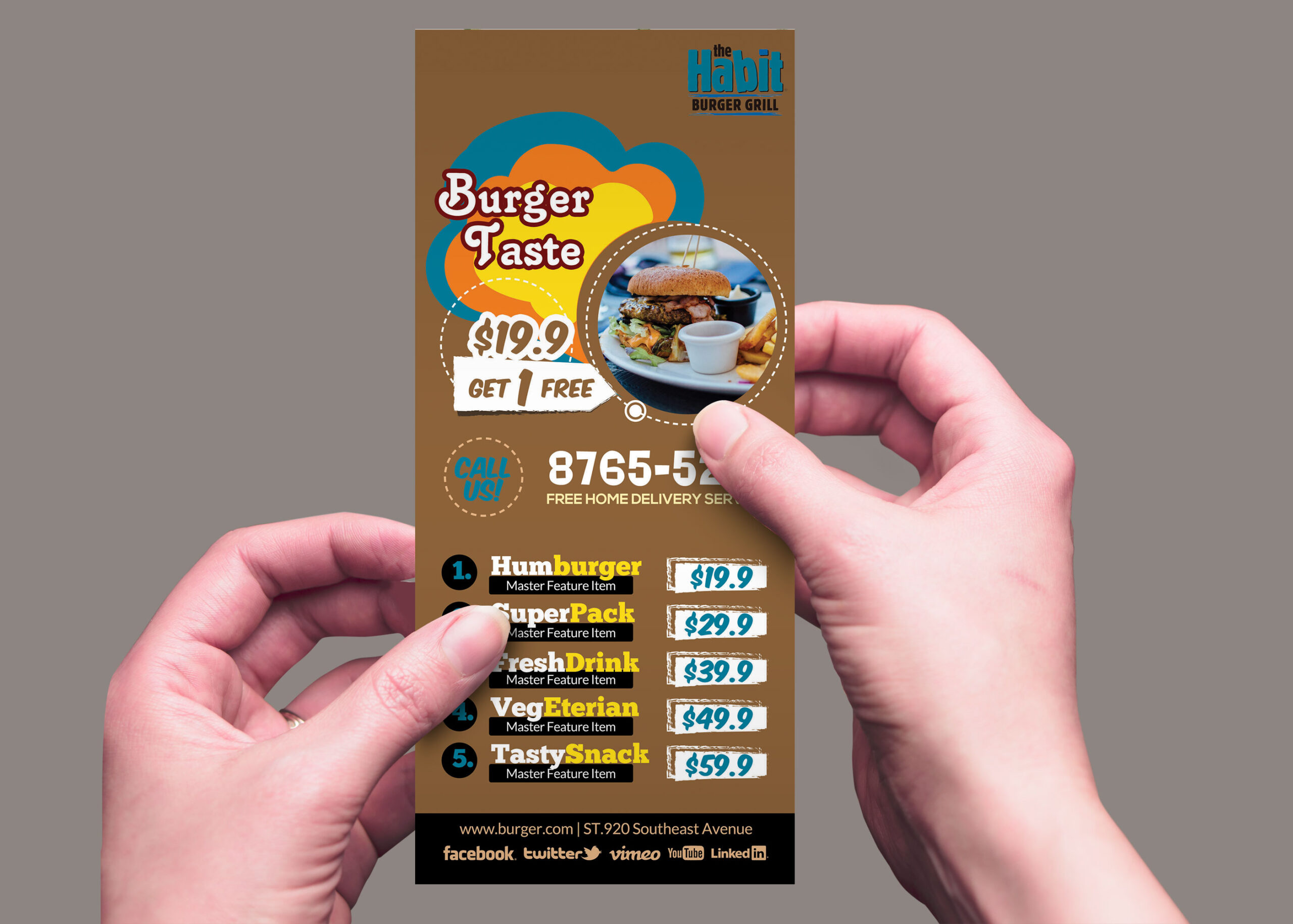 Restaurant Rack Card Design Template