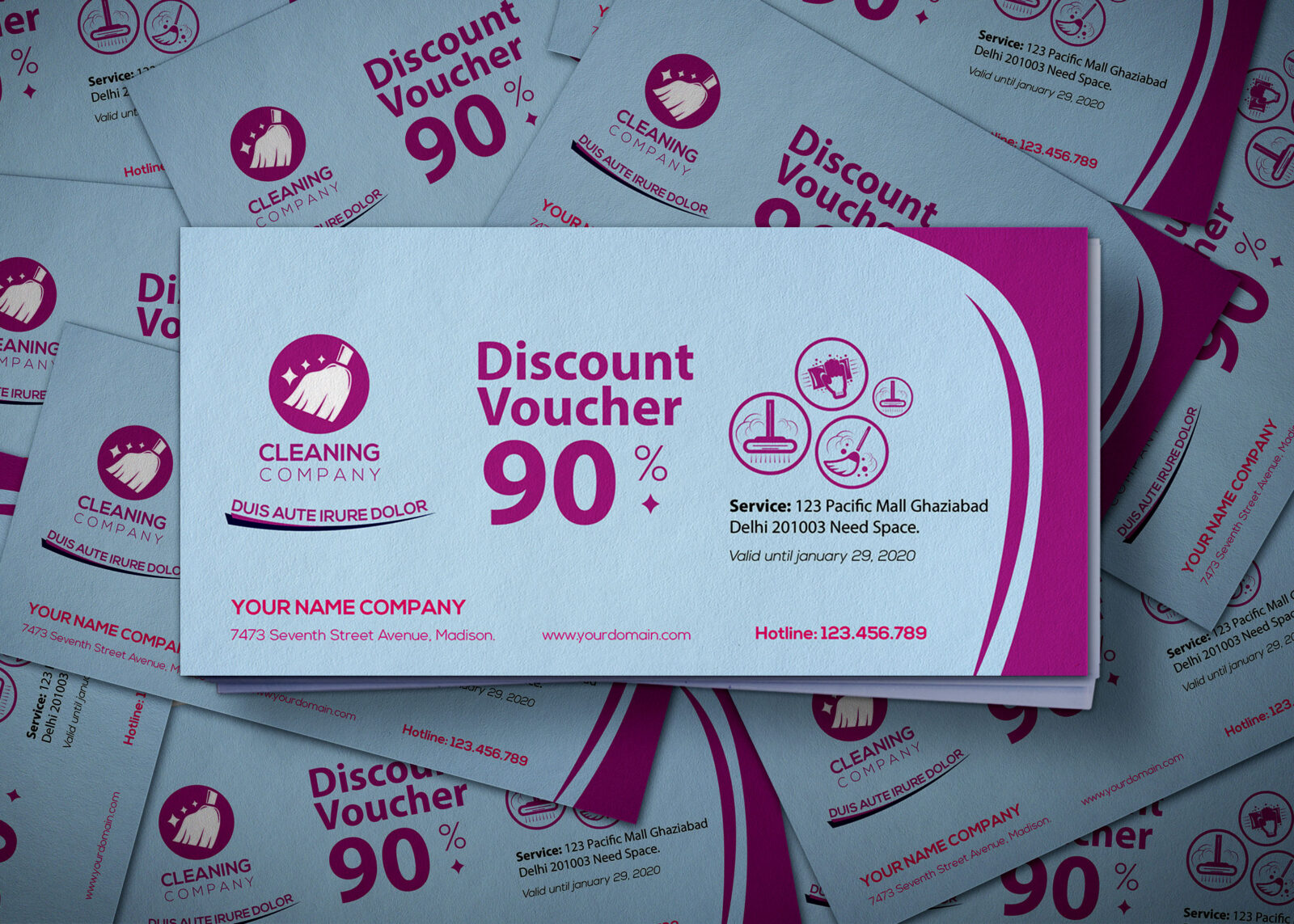 Cleaning Service Gift Voucher Design Template - 99Effects
