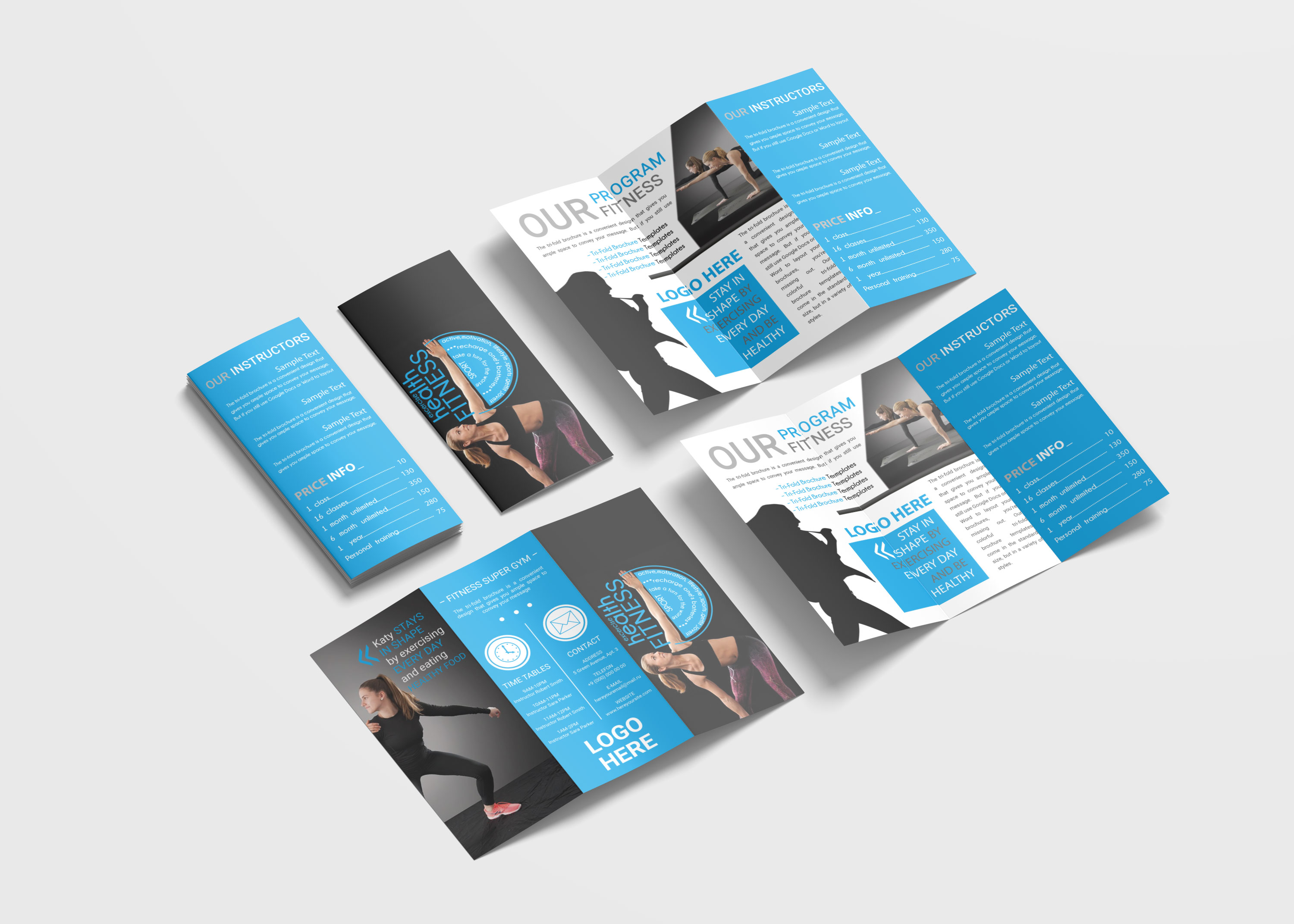 Fitness Tri-Fold Brochure Design Template - 23Effects Intended For Training Brochure Template