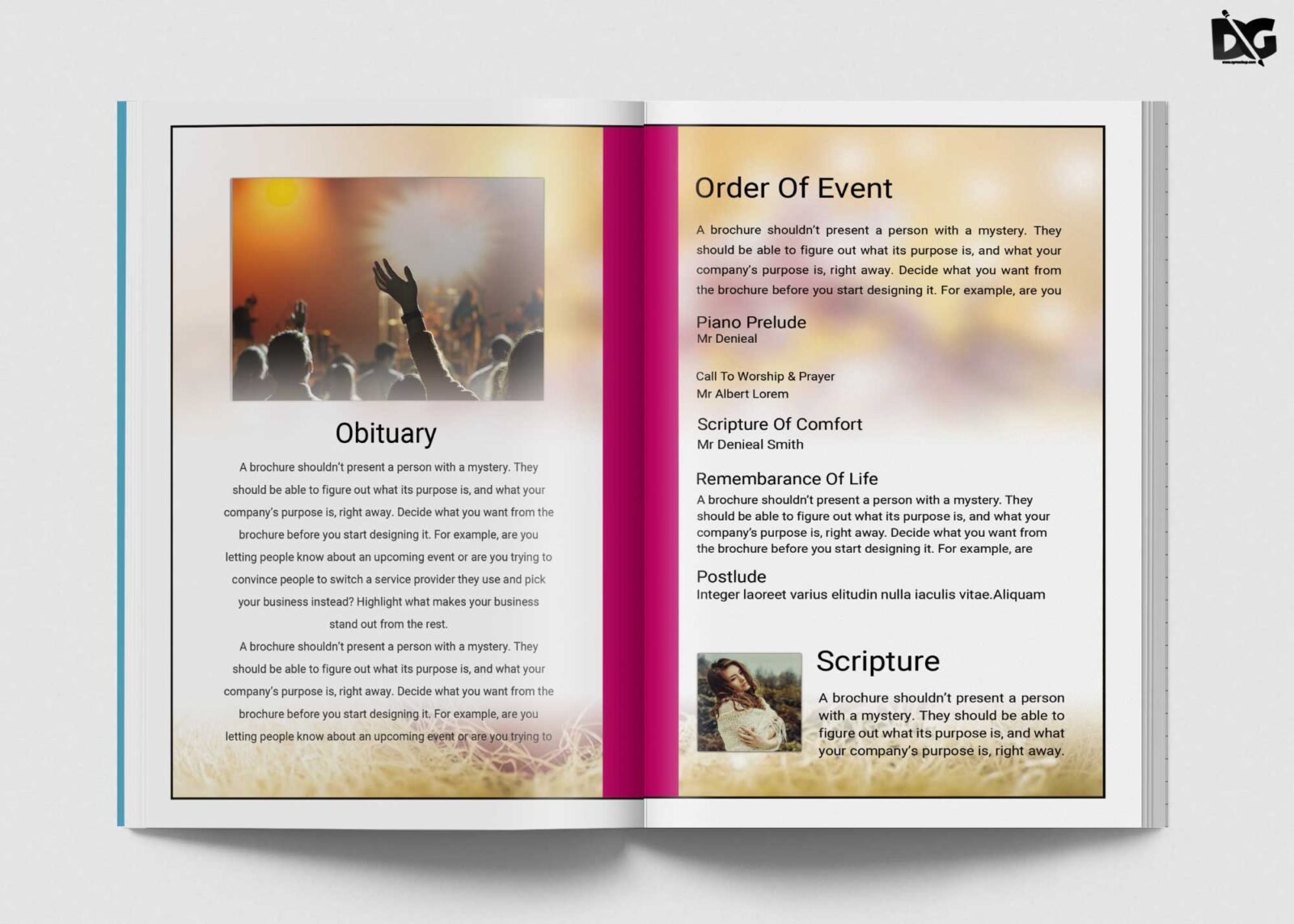 Funeral Bi-Fold Brochure Design Template