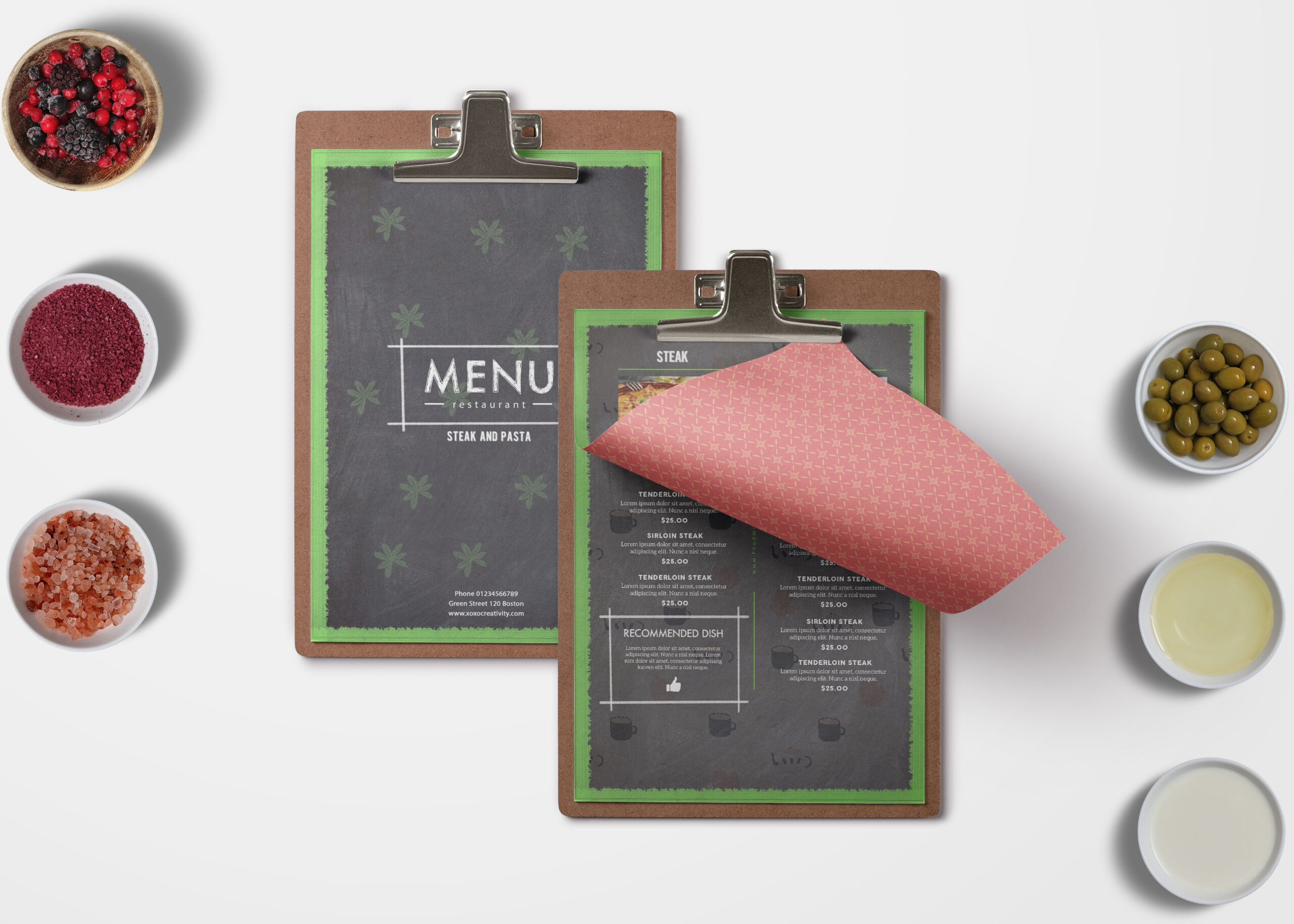 Menu Bi-fold Brochure Design Template
