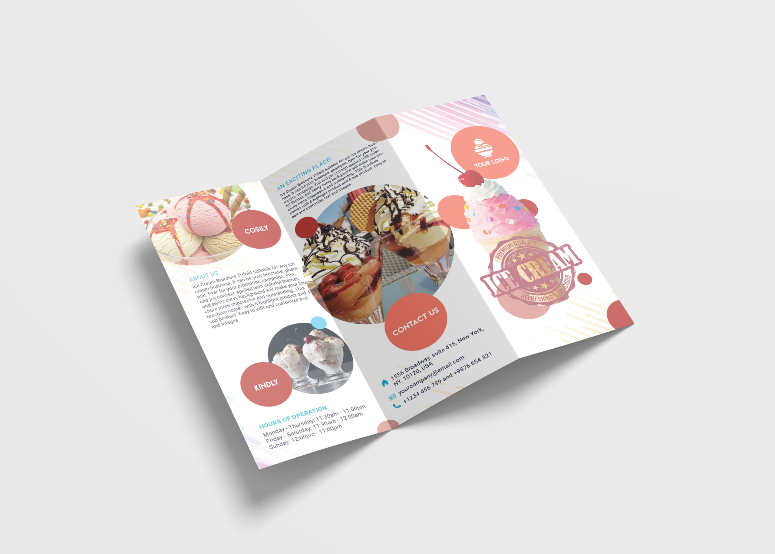 Ice Cream Sales Tri-Fold Brochure Design Template