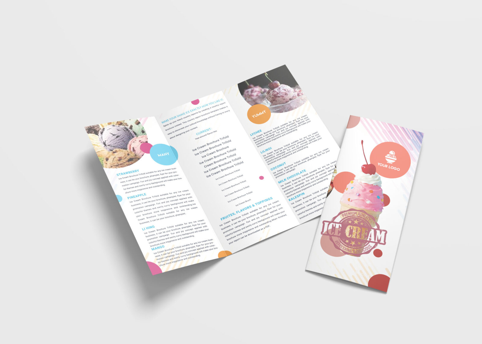 Ice Cream Sales Tri-Fold Brochure Design Template
