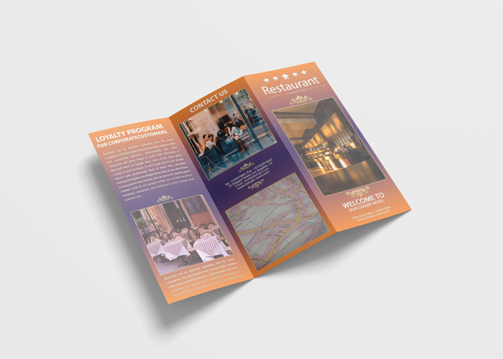 Restaurant Tri-Fold Brochure Design Template
