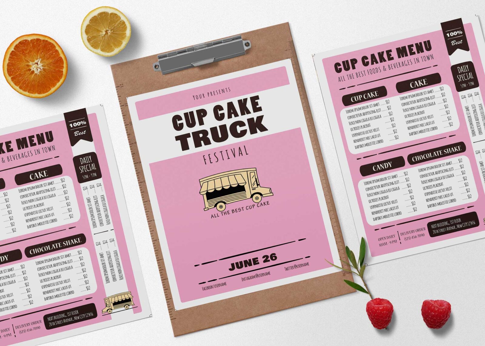 Cup Cake Cafe Menu Design