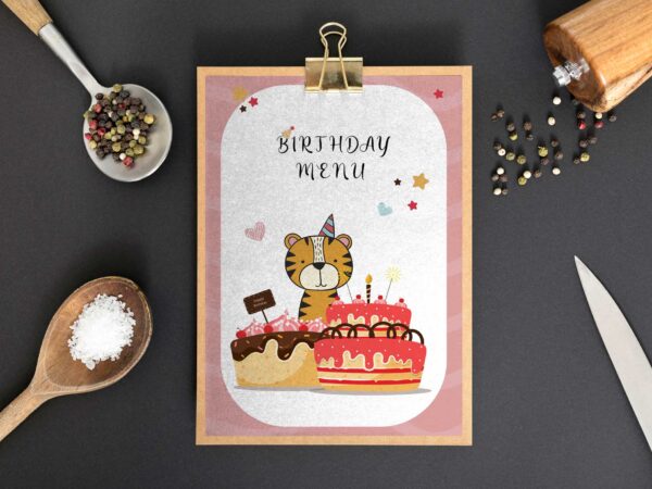 Printable Kids Birthday Menu Designs Templates