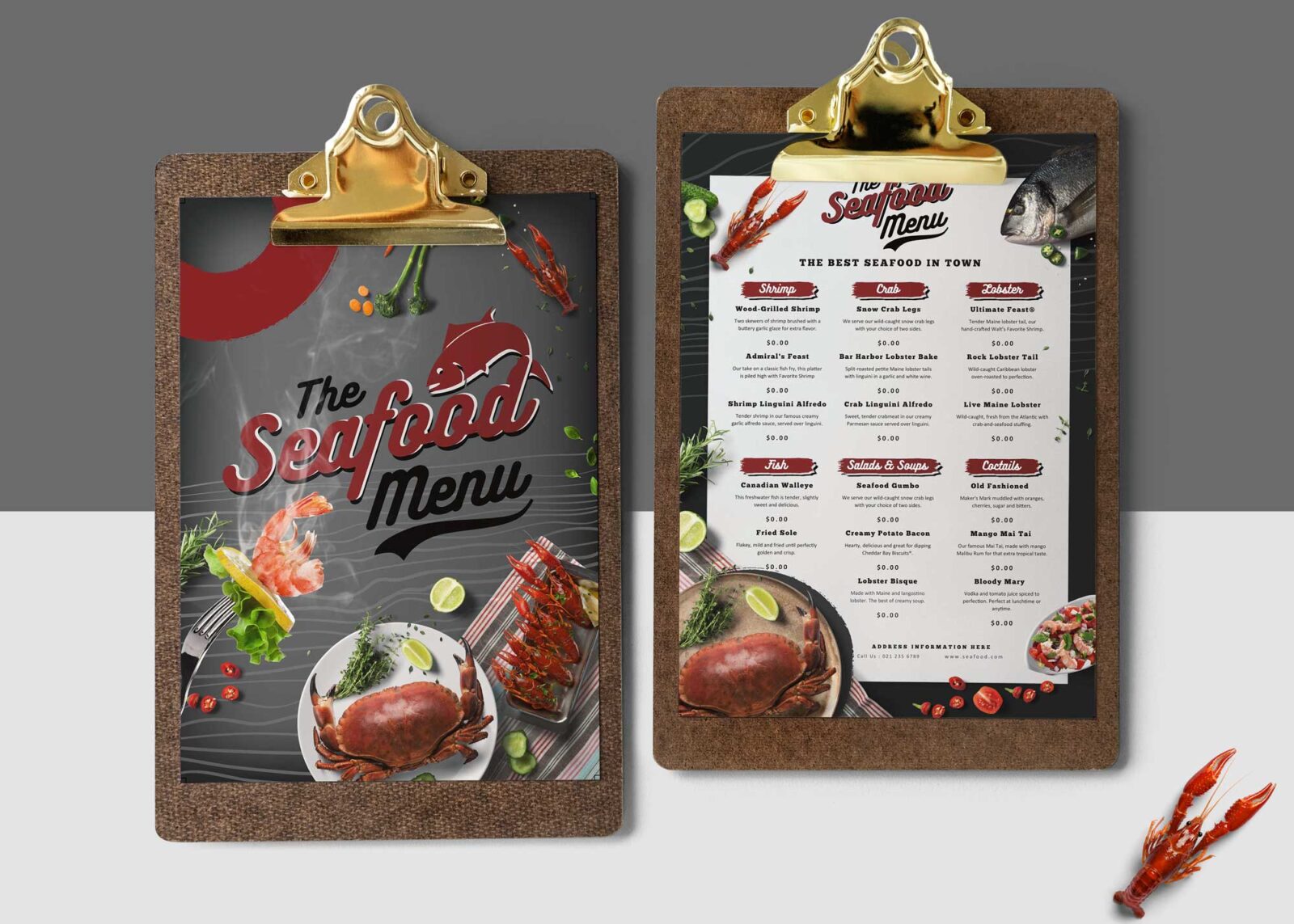 Seafood Restaurant Menu Design Templates
