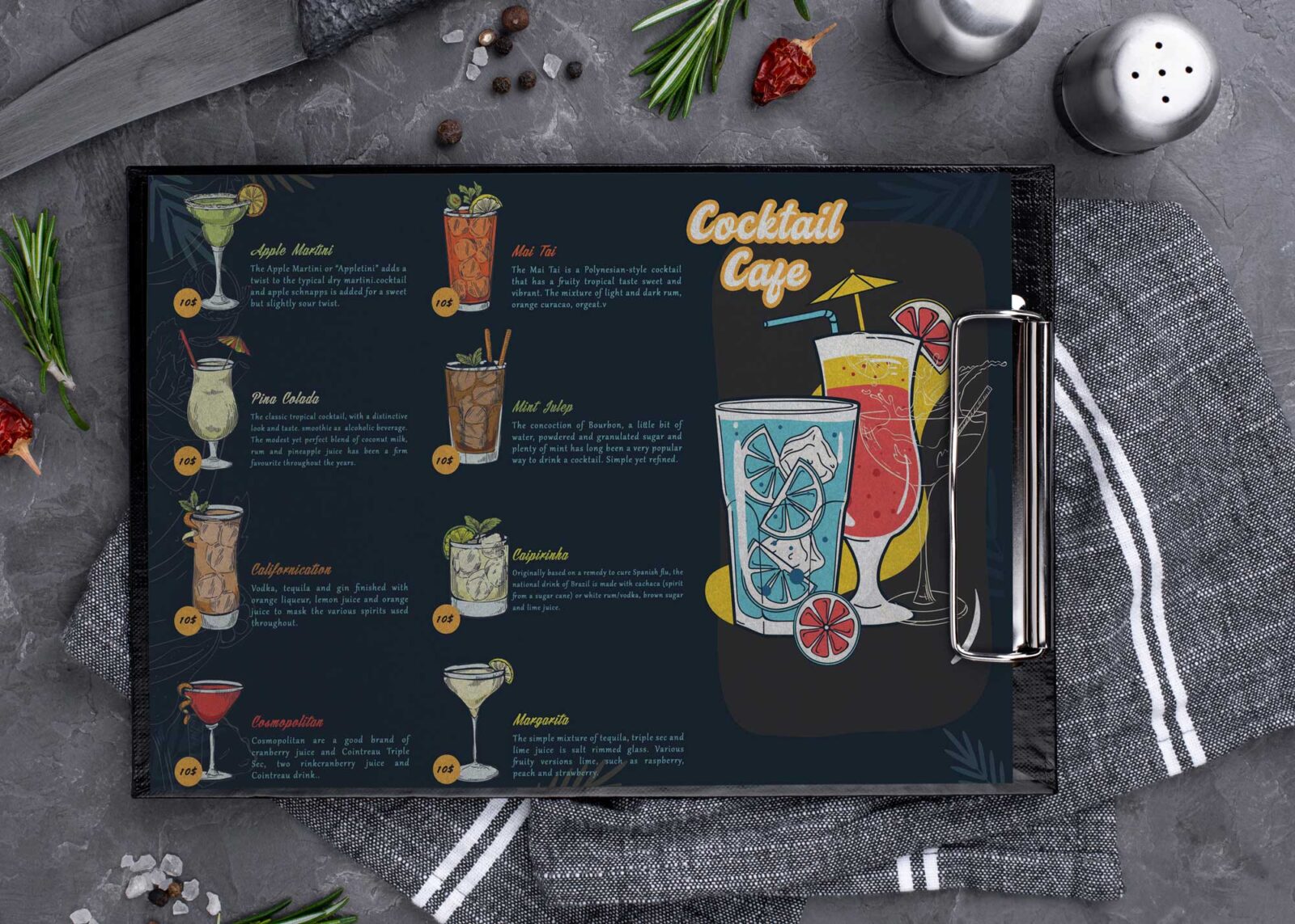 Cocktail Cafe Menu Design Template