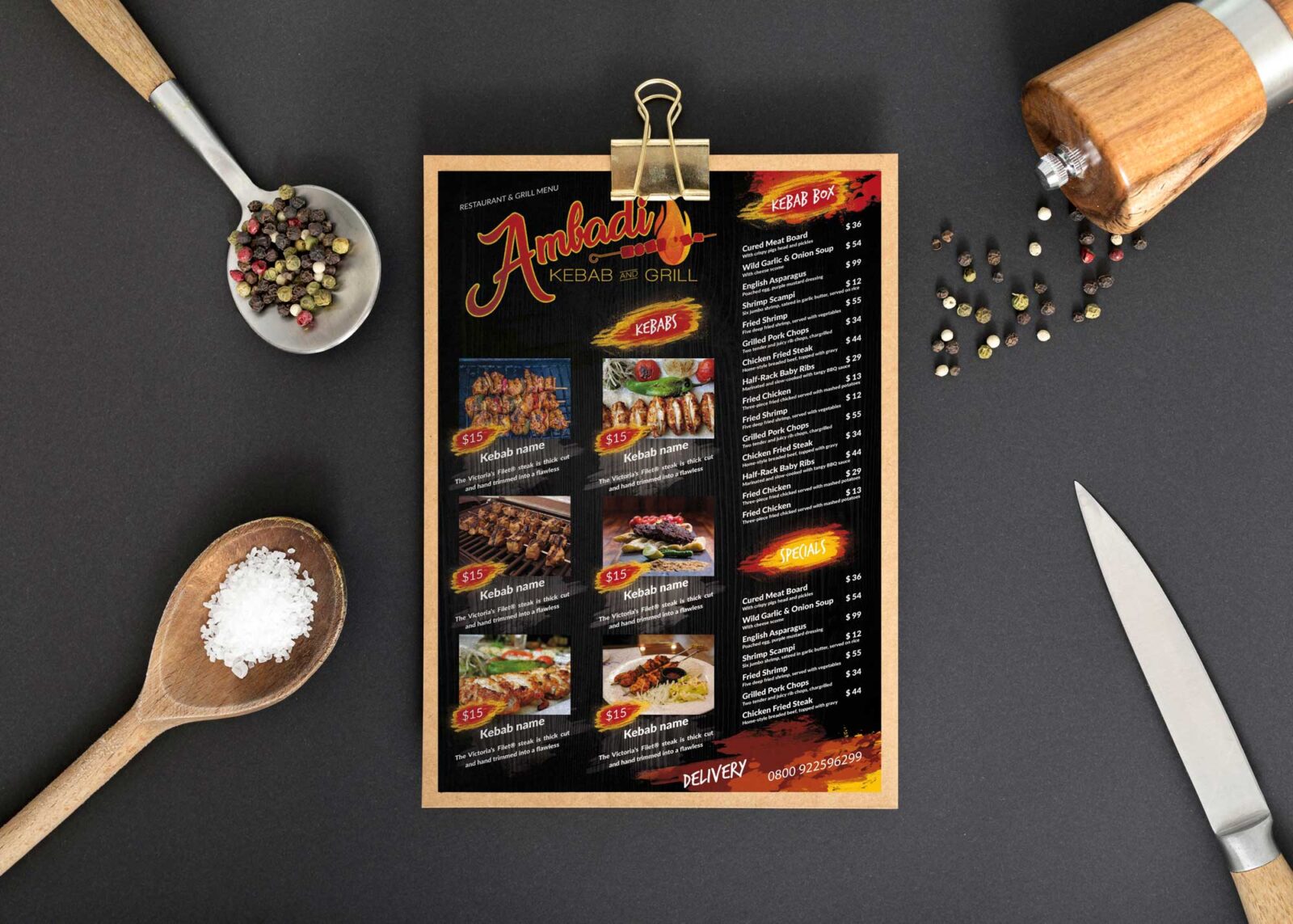 Grill Kebabs Menu Design Template
