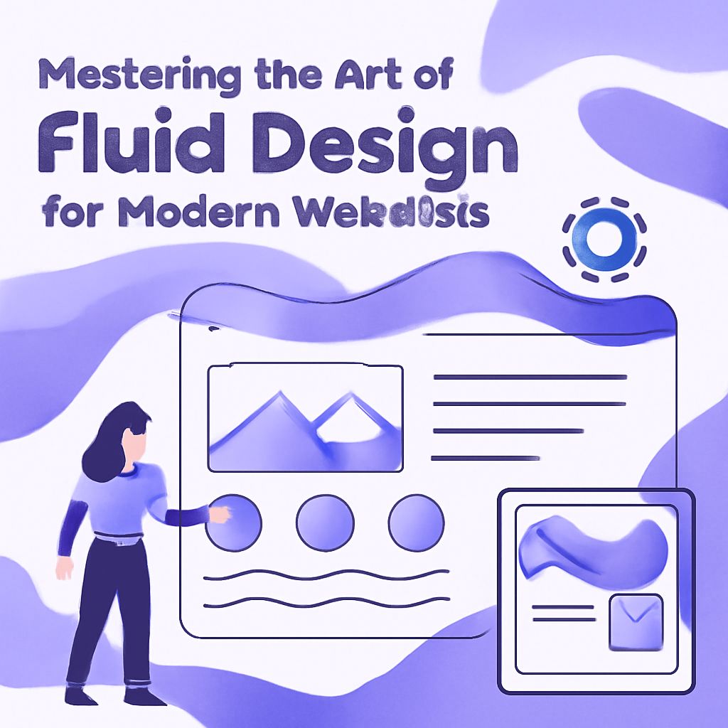 A person interacts with a digital interface showcasing fluid design concepts in soft purple tones.