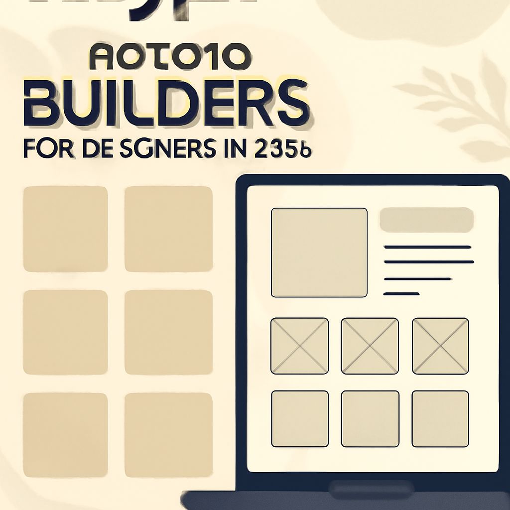A digital design layout featuring a laptop mockup with empty content boxes and a beige background.