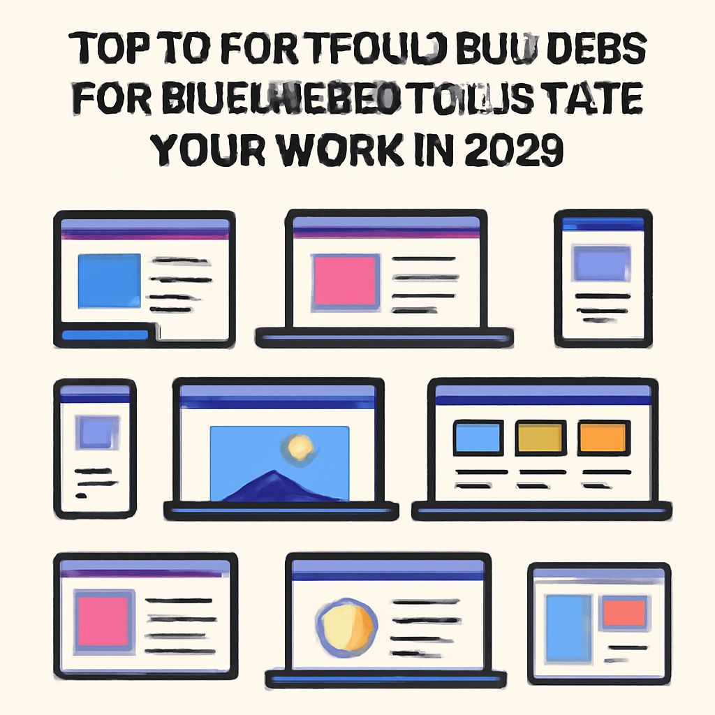 A collection of illustrated screens showcasing various website designs and layouts for portfolio building in 2029.